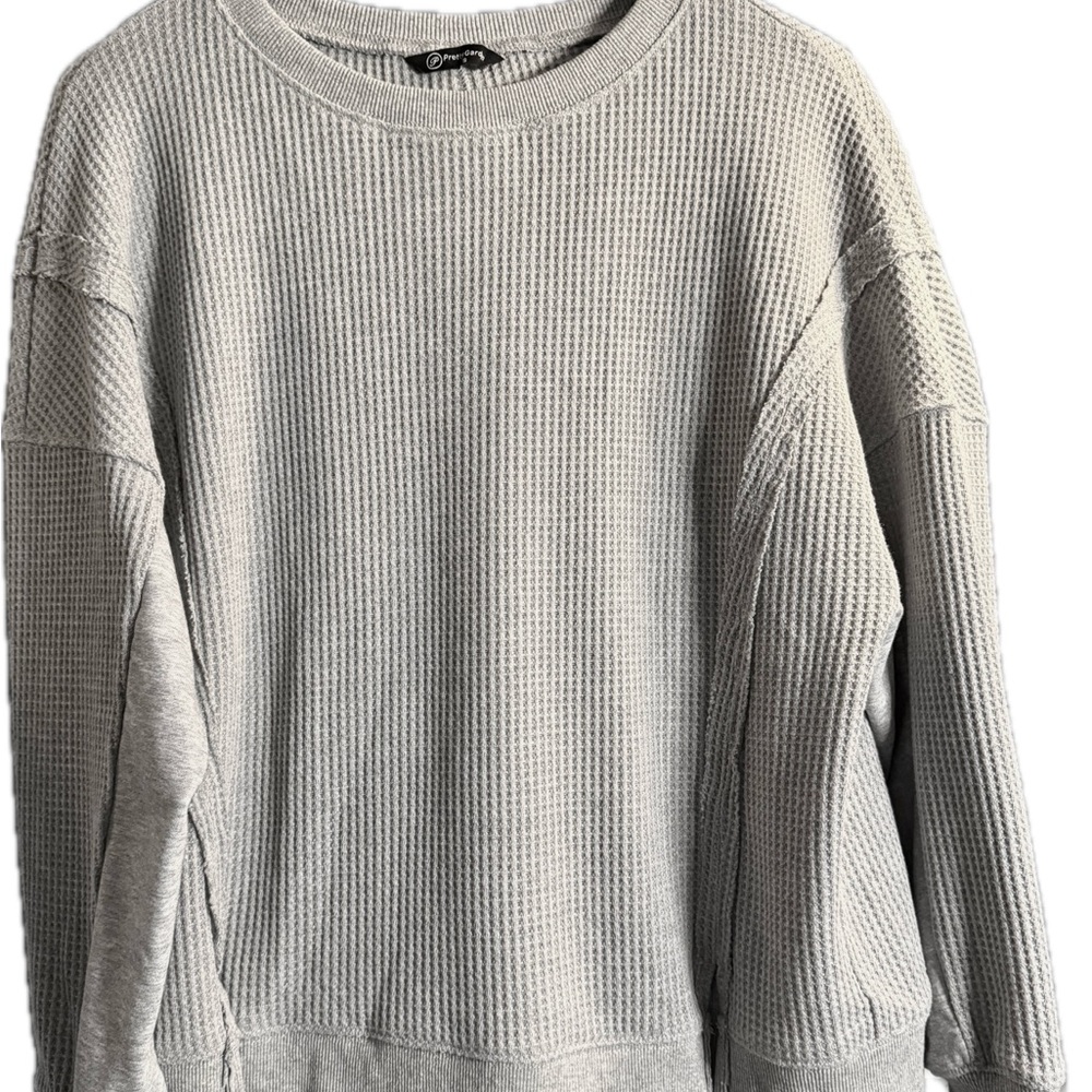 Gray Waffle Knit Sweater